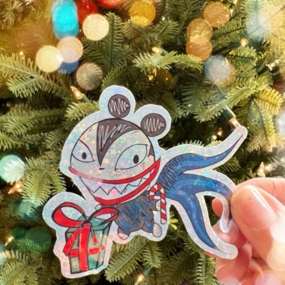 🪲🐛🪳💚 oogie boogie nightmare before Christmas holographic glitter sticker - Picture 4 of 9